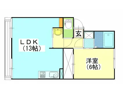 サンライフ泉田B(1LDK/1階)の間取り写真