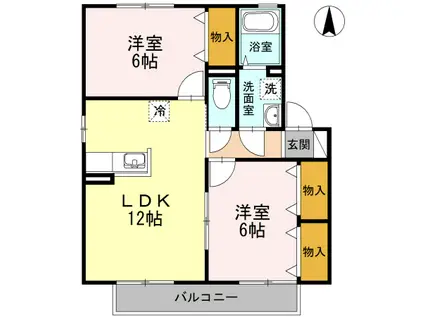 エスペランサTATSUMI(2LDK/2階)の間取り写真