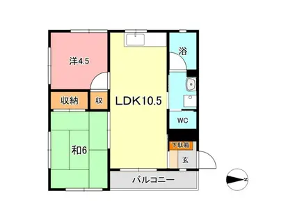 シャリテホサキ(2LDK/2階)の間取り写真