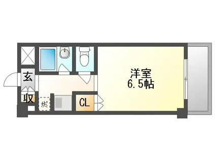 宇野線 大元駅 徒歩11分 6階建 築32年(1K/5階)の間取り写真