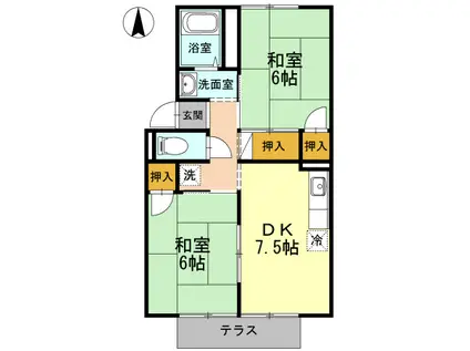 タウン妹尾(2DK/1階)の間取り写真