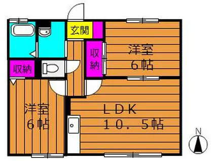 ジートルンク幡多(2LDK/1階)の間取り写真