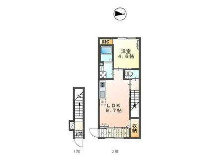 アムール・ルミエール(1LDK/2階)の間取り写真