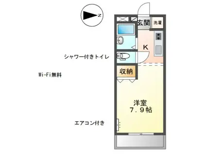 キャンベルハイム(1K/1階)の間取り写真