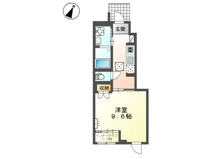 ナチュラル(1K/1階)の間取り写真