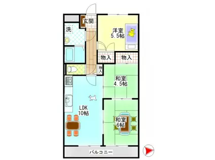 ネクスト倉田 東館(3LDK/7階)の間取り写真