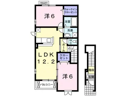 ル・プランタンB(2LDK/2階)の間取り写真