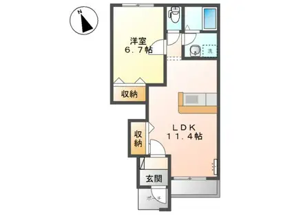 フィオリスタ アンジェラ(1LDK/1階)の間取り写真