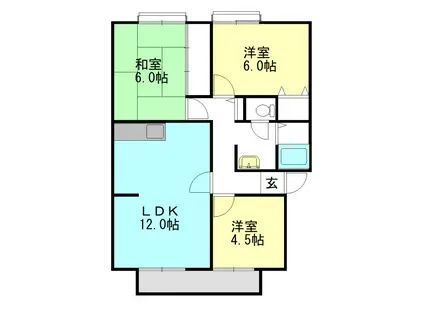 サンビレッジ西大寺(3LDK/1階)の間取り写真