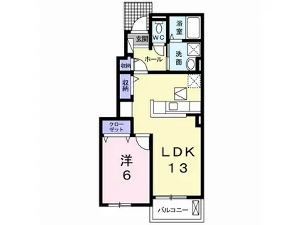赤穂線 長船駅 徒歩22分 2階建 築12年(1LDK/1階)の間取り写真