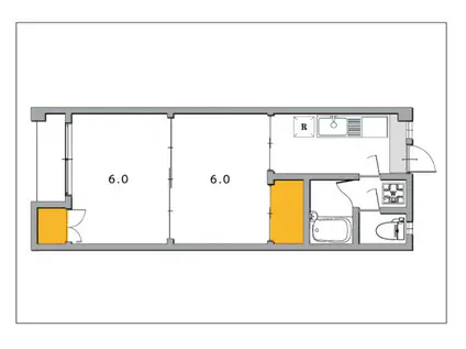グリーンハイツ原尾島(2DK/1階)の間取り写真
