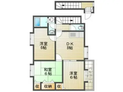 サンキャッスル(3DK/2階)の間取り写真