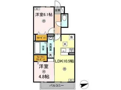 マーメゾン(2LDK/1階)の間取り写真