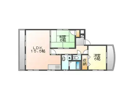 サンハイム岡町(2LDK/2階)の間取り写真