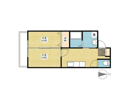 アペックス奥田(2DK/3階)の間取り写真