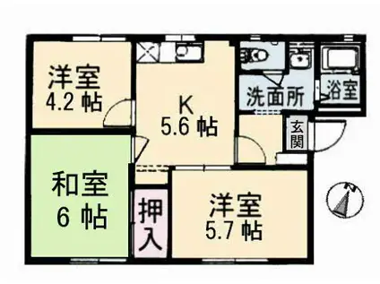 フレグランス南風ⅡB棟(3K/1階)の間取り写真