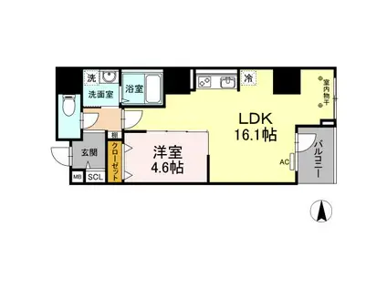 LA NEIGE中山下(1LDK/3階)の間取り写真