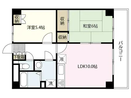 宇野線 大元駅 徒歩13分 5階建 築30年(2LDK/3階)の間取り写真