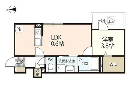 空とひだまりのラ・ルフレ(1LDK/1階)の間取り写真