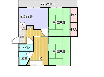 十日市中町ハイツ(3DK/2階)の間取り写真