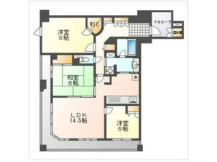 エンヴィーズライフ岡山大雲寺前(3LDK/6階)の間取り写真
