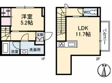 シャーメゾン東島田(1LDK/1階)の間取り写真