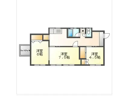 岡山電軌東山本線 東山・おかでんミュージアム駅駅 徒歩10分 1階建 築56年(3K)の間取り写真