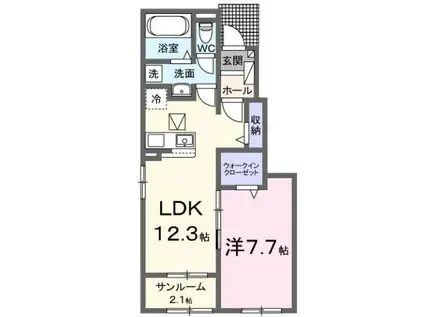 プティパニエ B(1LDK/1階)の間取り写真