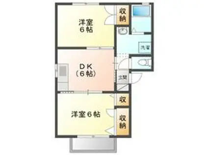 レーベン平井A(2DK/2階)の間取り写真