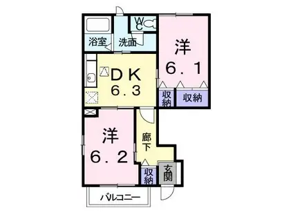 メゾンフレーズC(2DK/1階)の間取り写真