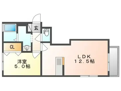 フラッツア西市(1LDK/2階)の間取り写真
