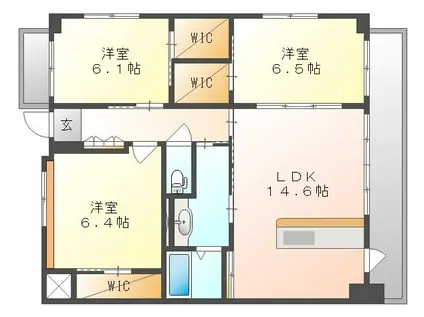 ビバリーグランディーⅡ(3LDK/5階)の間取り写真