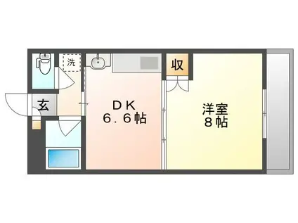 サンシャイン平田(1DK/4階)の間取り写真