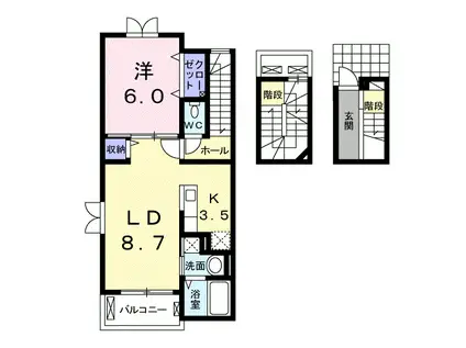 トゥルーランド錦E(1LDK/3階)の間取り写真