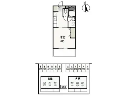 サントス青江B(1K/1階)の間取り写真