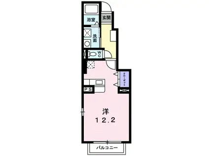 ポム・ド・テール(ワンルーム/1階)の間取り写真