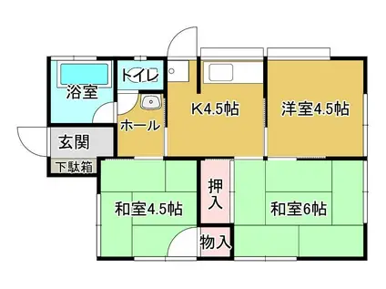 岡山電軌東山本線 門田屋敷駅 徒歩38分 1階建 築52年(3DK)の間取り写真