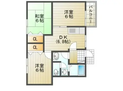 サンキャッスル(3DK/1階)の間取り写真