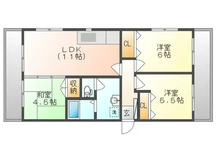 ラフォーレ東古松(3LDK/2階)の間取り写真