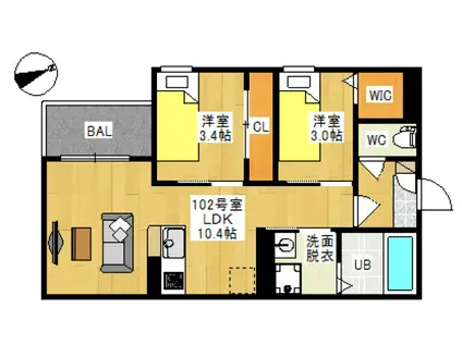 REGALEST LUCENTE(2LDK/1階)の間取り写真
