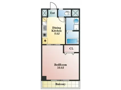 コザックス(1DK/3階)の間取り写真