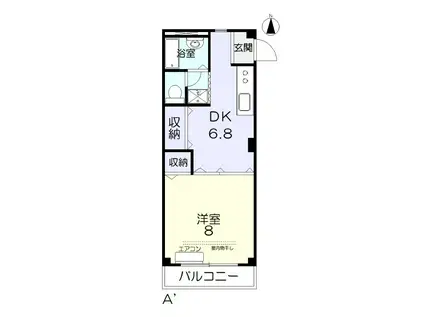 アーバンハウス東島田(1DK/4階)の間取り写真