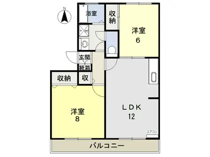 クレセント中仙道(2LDK/3階)の間取り写真