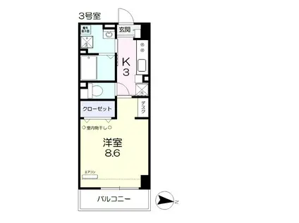 8LEAF大元(1K/5階)の間取り写真