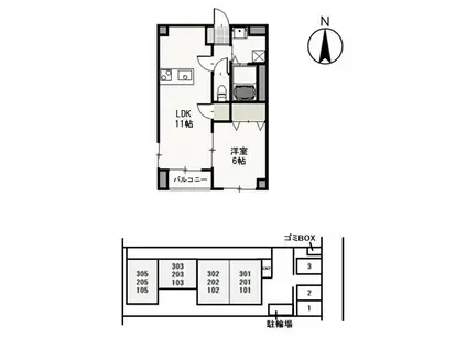 フラットT&T(1LDK/1階)の間取り写真