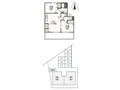 メゾンフルール(2LDK/1階)の間取り写真