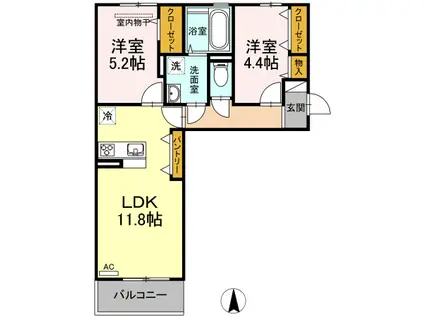 レクレルール(2LDK/2階)の間取り写真