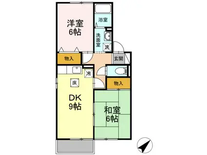 コートウィスタリア(2DK/1階)の間取り写真