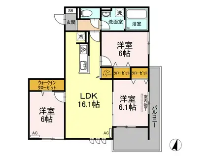 グレイス(3LDK/3階)の間取り写真