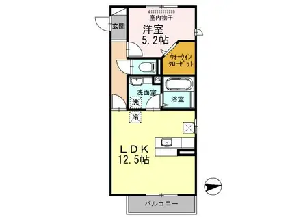 サクラコーポ A棟(1LDK/2階)の間取り写真